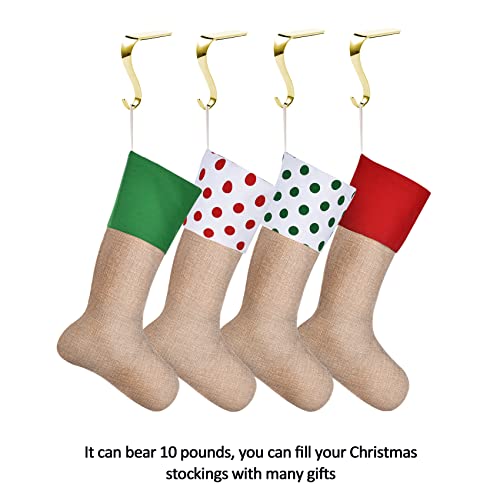 Sunshane 4 Pieces Christmas Stocking Holders Mantel Hanger Hooks Xmas Mantle Grips Set Safety Hang Stocking Clips for Christmas Party Decoration (Gold) - Image 5