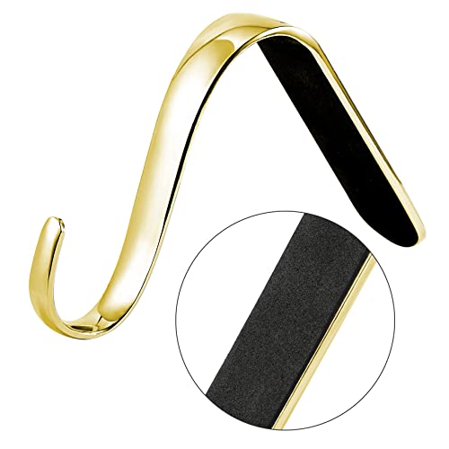 Sunshane 4 Pieces Christmas Stocking Holders Mantel Hanger Hooks Xmas Mantle Grips Set Safety Hang Stocking Clips for Christmas Party Decoration (Gold) - Image 4