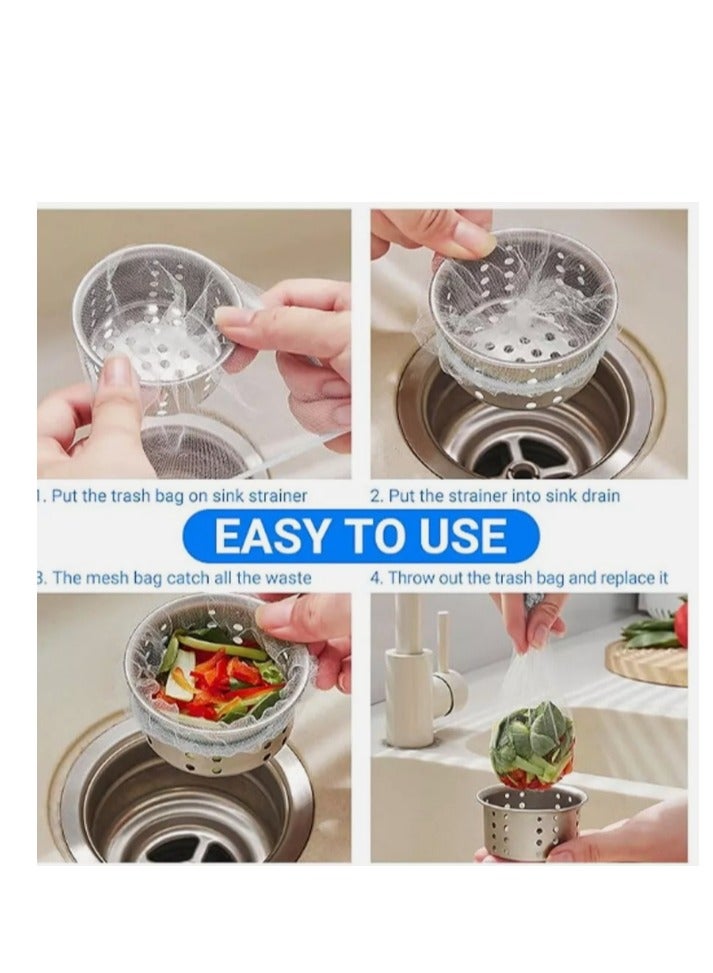 200 PCS Disposable Mesh Sink Strainer Bags, Kitchen Sink Strainer Trash Bag Sink Strainer Filter Mesh Bag Anti-Clogging Elastic Filter Bags Sink Net Strainer Filter Bags for Sink Drain - Image 4