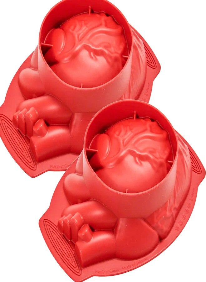 Dootafy 2 Pack Silicone Heart Mold With Support Base for Halloween Cake, Candy, Chocolate, Jelly or Pudding - Large Volume Baking - Image 1