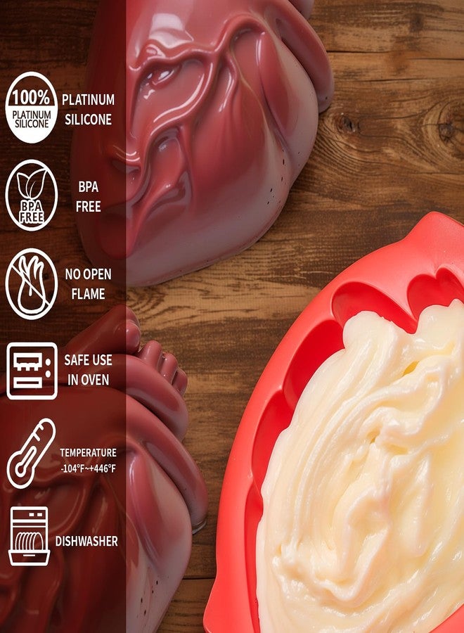 Dootafy 2 Pack Silicone Heart Mold With Support Base for Halloween Cake, Candy, Chocolate, Jelly or Pudding - Large Volume Baking - Image 5