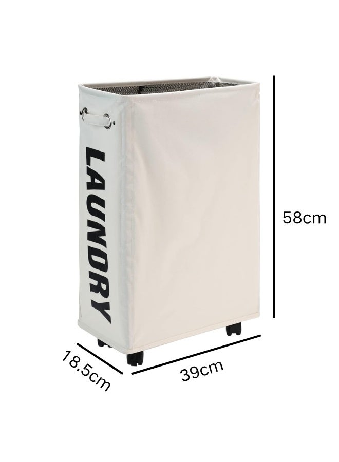 دوغي سلة غسيل رفيعة على عجلات ، سلة غسيل قابلة للطي ، صناديق تخزين ملابس ضيقة الزاوية قابلة للطي - Image 2
