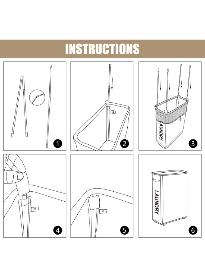 دوغي سلة غسيل رفيعة على عجلات ، سلة غسيل قابلة للطي ، صناديق تخزين ملابس ضيقة الزاوية قابلة للطي - Image 5