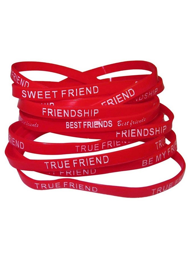 Tickles Tickles Silicone Friendship Band | Friendship Belt | Bracelet For Kids, Set of 12 (Color: Red, Small Size) 
