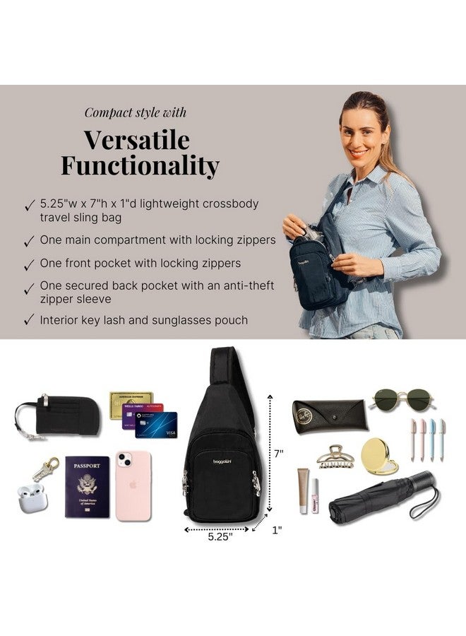 Baggallini Anti-Theft Daytripper Sling 7x12 Crossbody Bag Travel Safe, Securtex Locking Zippers, Slash-Resistant Strap - Image 3