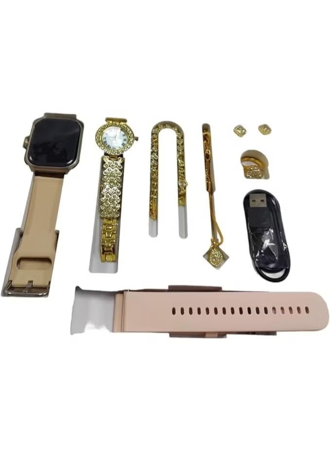 Smartberry 7 in 1 set A58 plus Suit with 2 straps Earrings bracelets necklaces set BT Call 2.02inch women smartwatch - Image 3