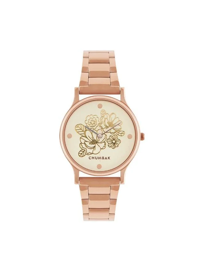 Chumbak TEAL by Chumbak abstract Peacock Watch, Metal link Strap