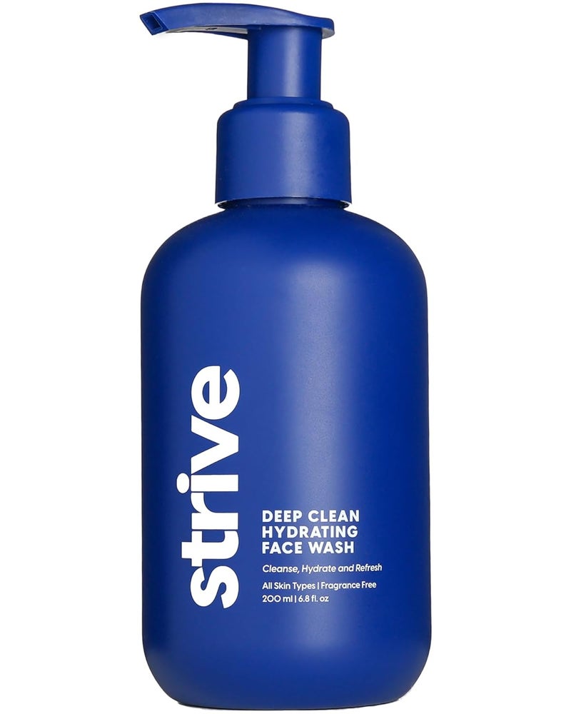 Strive  Deep Hydrating Mens Face Wash  Facial Cleanser Mens Skin Care Fragrance Free Clear Skin Refreshing with Aloe Vera Hyaluronic Acid  Niacinamide  For All Skin Types  200mL