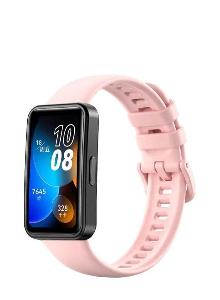 Silicone Sport Smart Watch Band Replacement Strap For Huawei / Honor Band 9 (pink) - Image 2