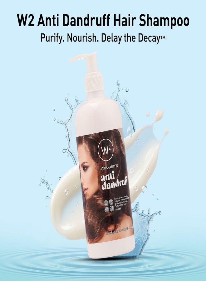 W2 Anti Dandruff Shampoo with Neem, Amla & Hibiscus | Removes Flakes, Soothes Itchy Scalp & Reduces Irritation | Strengthens Roots, Restores Shine & Smoothness | Sulphate-Free, Paraben-Free | For Men & Women | 500ml - Image 2