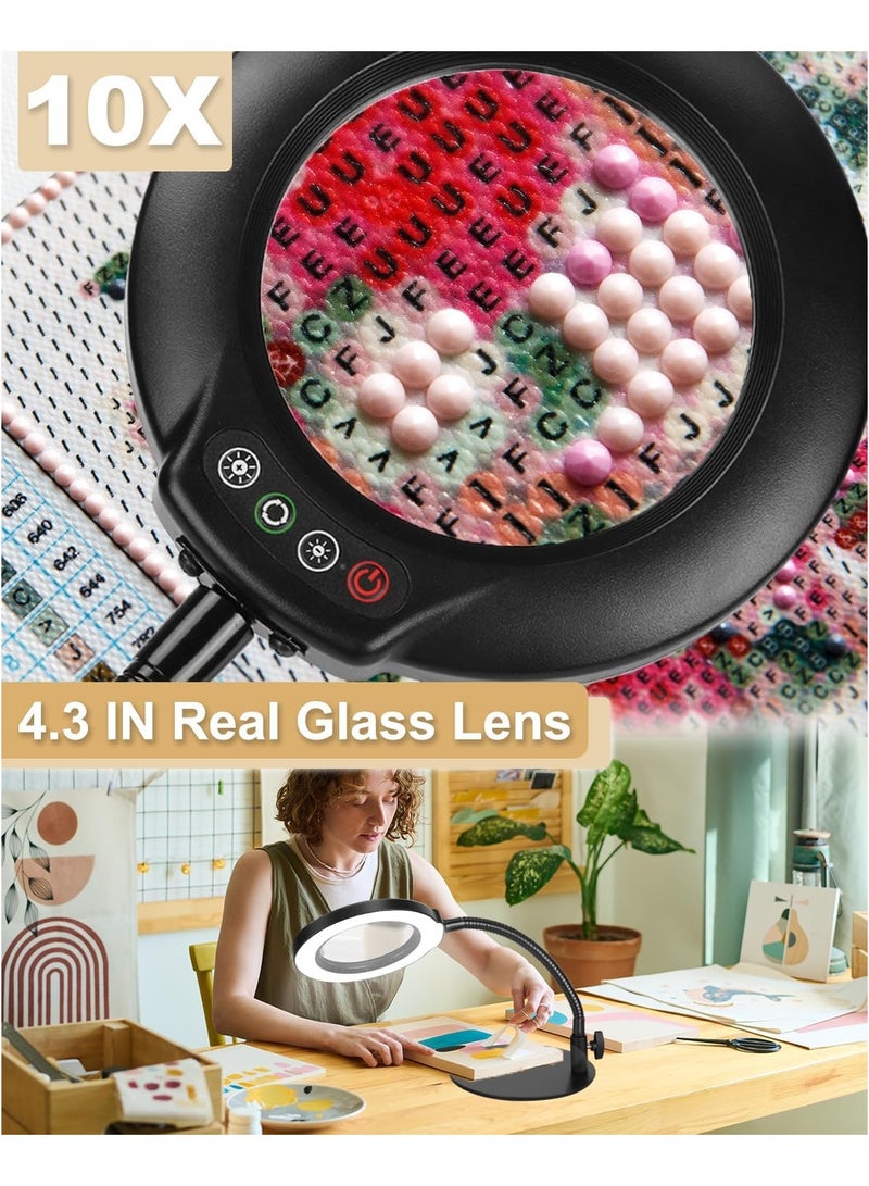 general Magnifying Glass with Light and Stand 5 Color Modes Stepless Dimmable LED Lighted Desk for Craft Hobby Painting Sewing Close Work - Image 2