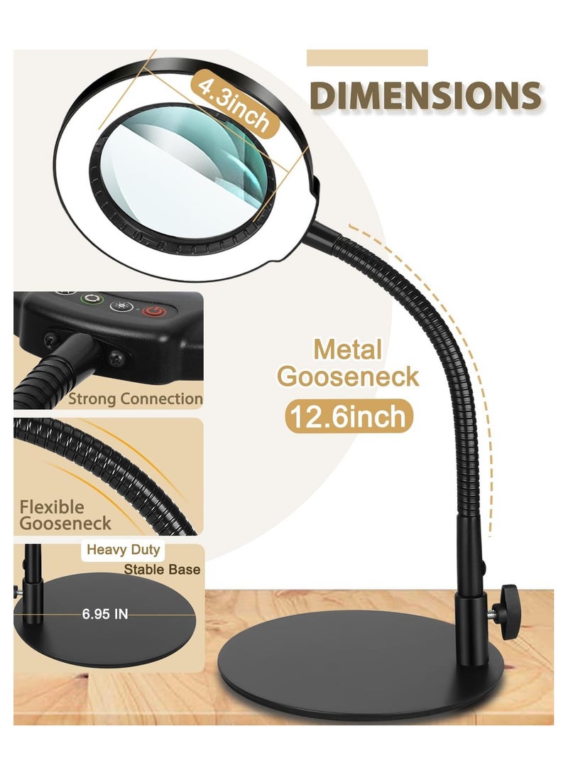 general Magnifying Glass with Light and Stand 5 Color Modes Stepless Dimmable LED Lighted Desk for Craft Hobby Painting Sewing Close Work - Image 5