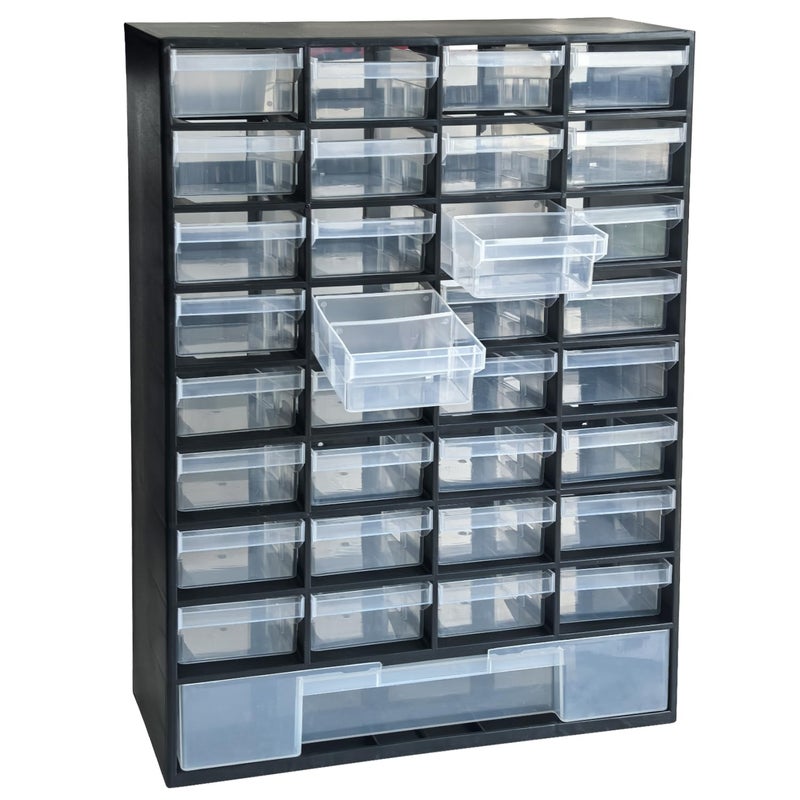 SUGOOE 33 Drawer Plastic Small Parts Organizer, Storage Bin with Drawers for Hardware, Parts, Crafts, Beads, 11.8 x 16.1 x 5.2 Inches (Black) - Image 1