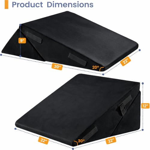 CUSHIO Adjustable Memory Foam Wedge Pillow for Back Support, 7-in-1 Versatile Design for Sleeping, Elevation and Leg Support with Removable Cover (Black) - Image 3