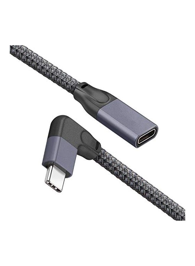 نيبمينينت كابل تمديد USB C قصير بزاوية قائمة من ذكر إلى أنثى. 1.8متر رمادي - Image 1