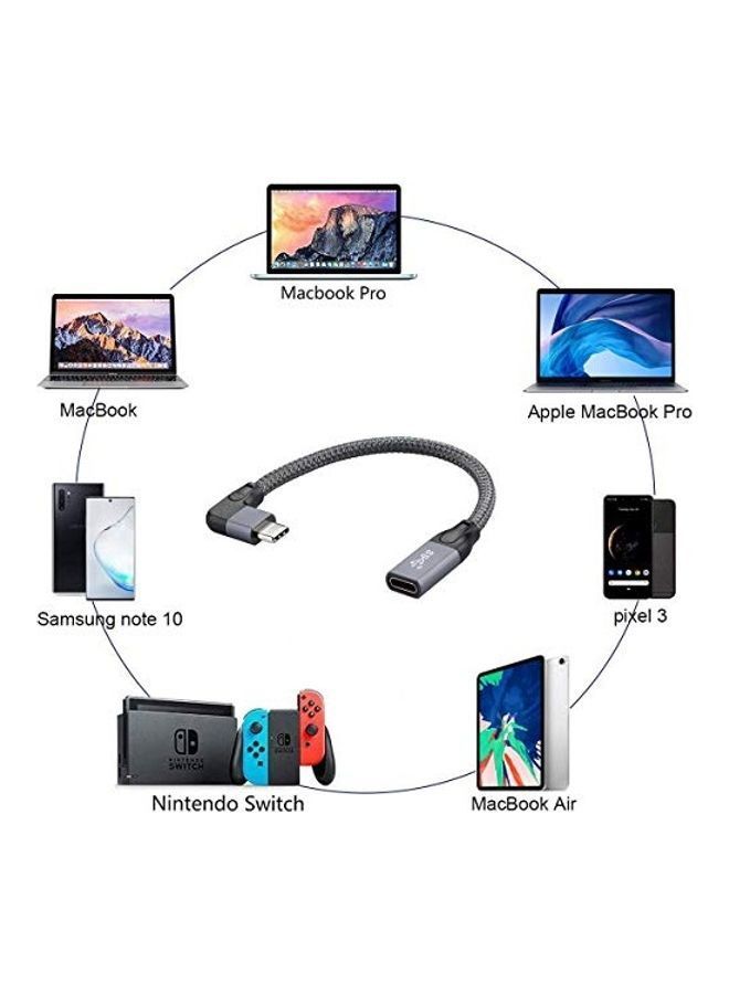نيبمينينت كابل تمديد USB C قصير بزاوية قائمة من ذكر إلى أنثى. 1.8متر رمادي - Image 4