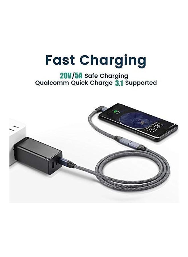 نيبمينينت كابل تمديد USB C قصير بزاوية قائمة من ذكر إلى أنثى. 1.8متر رمادي - Image 5