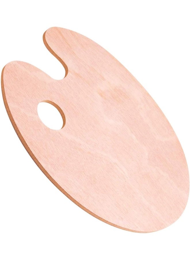 Premify لوحة ألوان، لوحة فنية خشبية مع ثقب للإبهام لفن الطلاء بالزيت، ألوان أكريليك، الحجم 30X24 سم، لوحة خلط احترافية خفيفة الوزن وناعمة على شكل بيضاوي للبالغين والأطفال والفنانين - Image 1