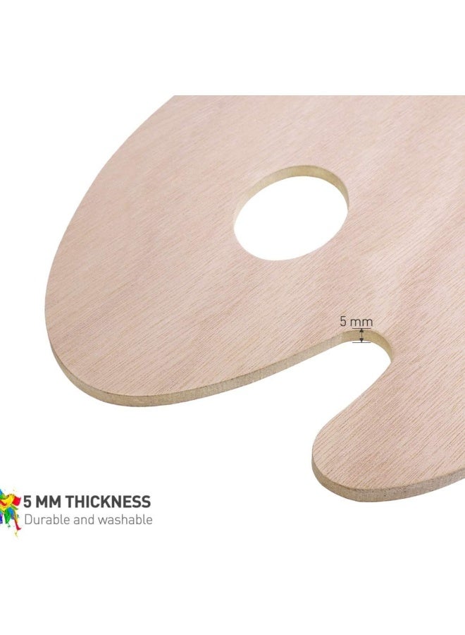 Premify لوحة ألوان، لوحة فنية خشبية مع ثقب للإبهام لفن الطلاء بالزيت، ألوان أكريليك، الحجم 30X24 سم، لوحة خلط احترافية خفيفة الوزن وناعمة على شكل بيضاوي للبالغين والأطفال والفنانين - Image 3