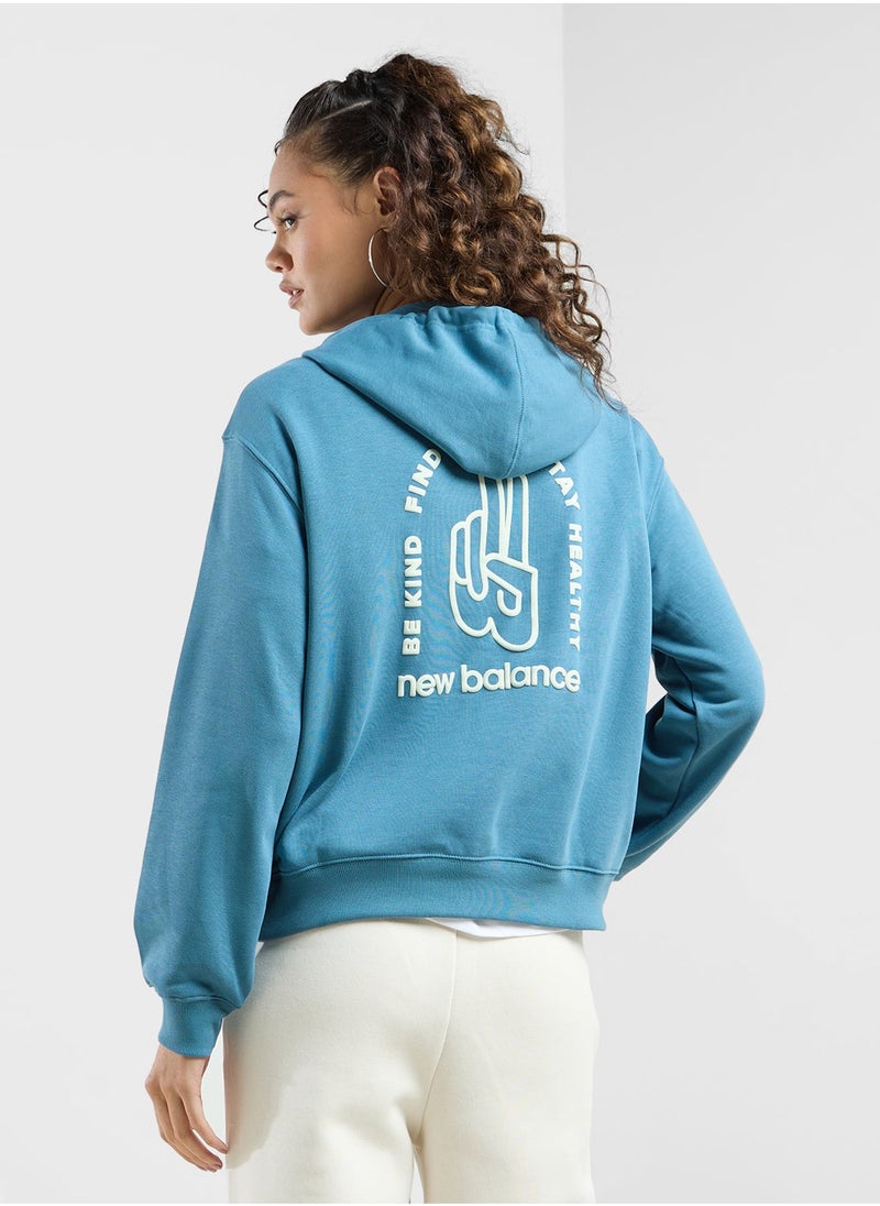New Balance هودي بيز بفرنسي تيري بحجم كبير - Image 2
