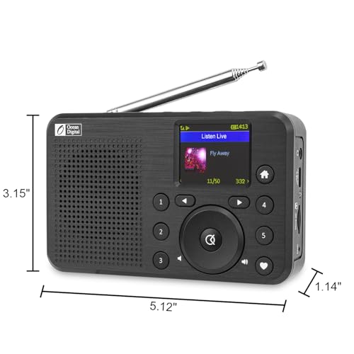 O OCEAN DIGITAL Ocean Digital WR-18 Handheld Portable Internet Radio, FM, Bluetooth Speaker, Micro SD, Rechargeable, 5 Preset Buttons, Dimmer, Auto-Off Timer, Color Display - Image 5
