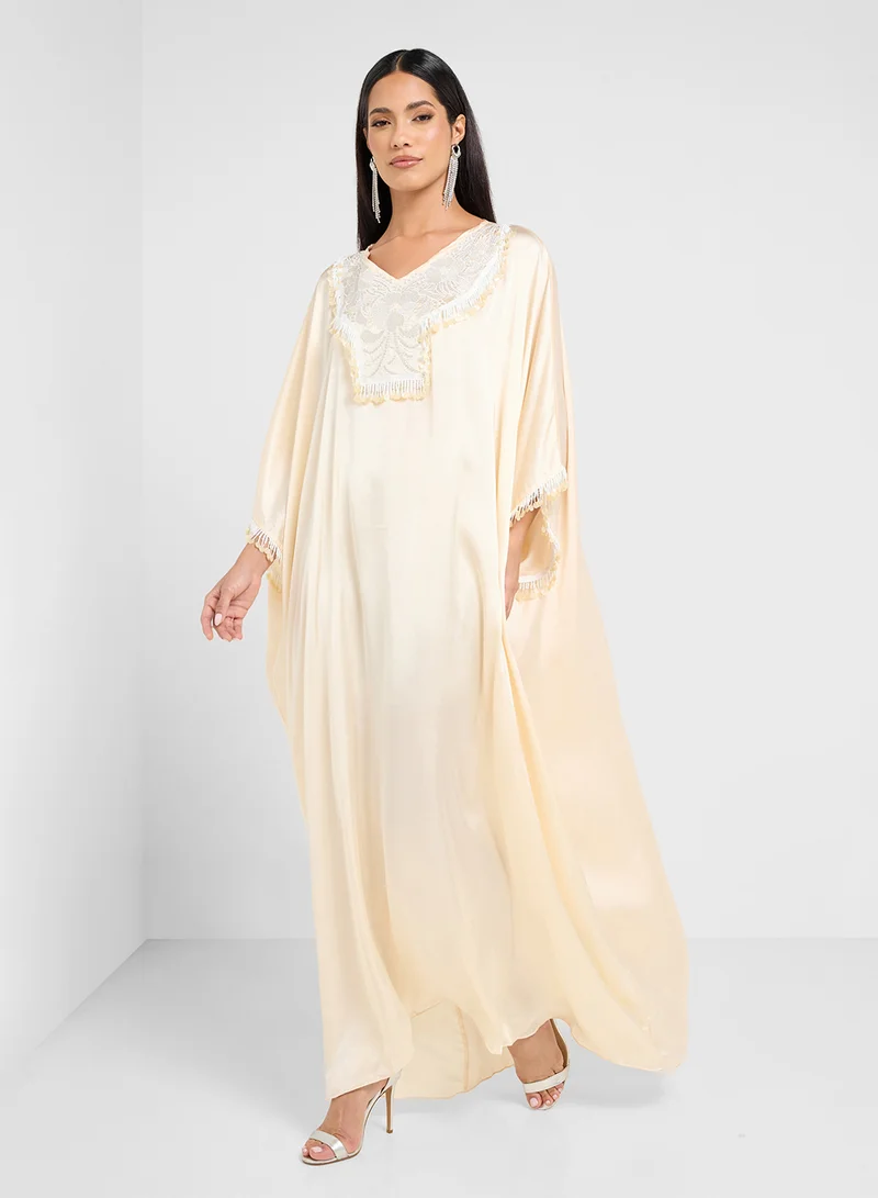hayas closet Cape Sleeve Embellished Abaya