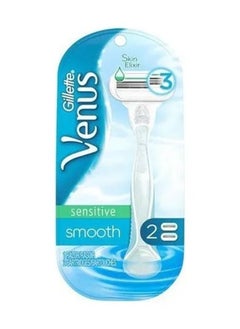 Gillette Venus Smooth Sensitive Razor Handle Blue/Clear  - Image 2