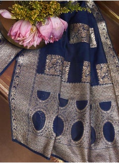 ISHIN Yellow & Blue Kurta Set Straight Fit 3/4 Sleeve Sleeve made from Poly Silk featuring Self Design design and Round Neck neckline - Perfect for Ethinic!  - Image 3