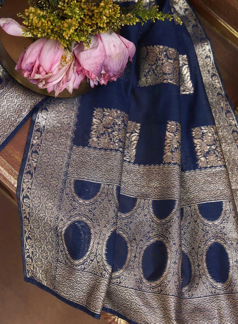 ISHIN Women's Yellow & Blue Silk Printed Full Length Palazzo Regular Fit Kurta Set