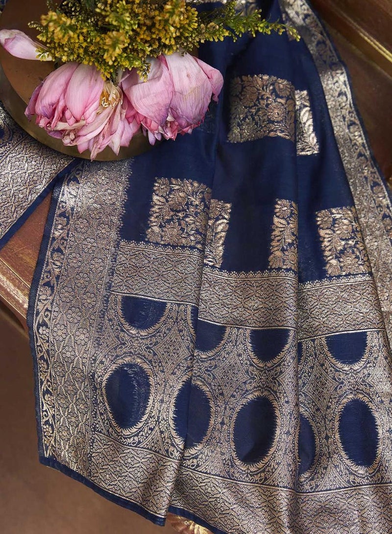 ISHIN Women's Yellow & Blue Silk Printed Full Length Palazzo Regular Fit Kurta Set - Image 3