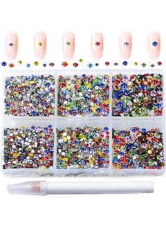 AD BEADS AD Beads 8280PCS Flatback Rhinestones Nail Gems Round Crystal Rhinestones for Crafts Mixed 6 Sizes with Wax Pencil Kit SS3-SS10 (06 Mixed Color) 
