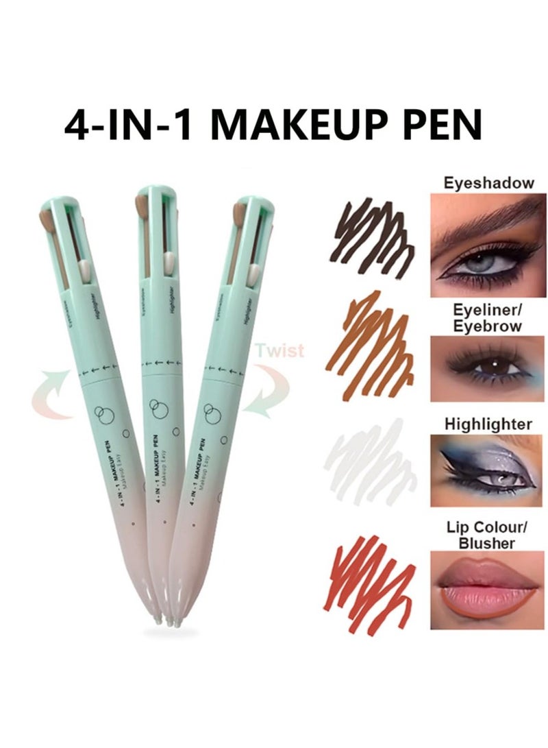 SYOSI 4 Colors Multi-Function Makeup Pen, Eyebrow Contour Eyebrow Pencil Eyebrow Pen 4 in 1 - Eye Liner, Brow Liner, Lip Liner, Highlighter  - Image 2