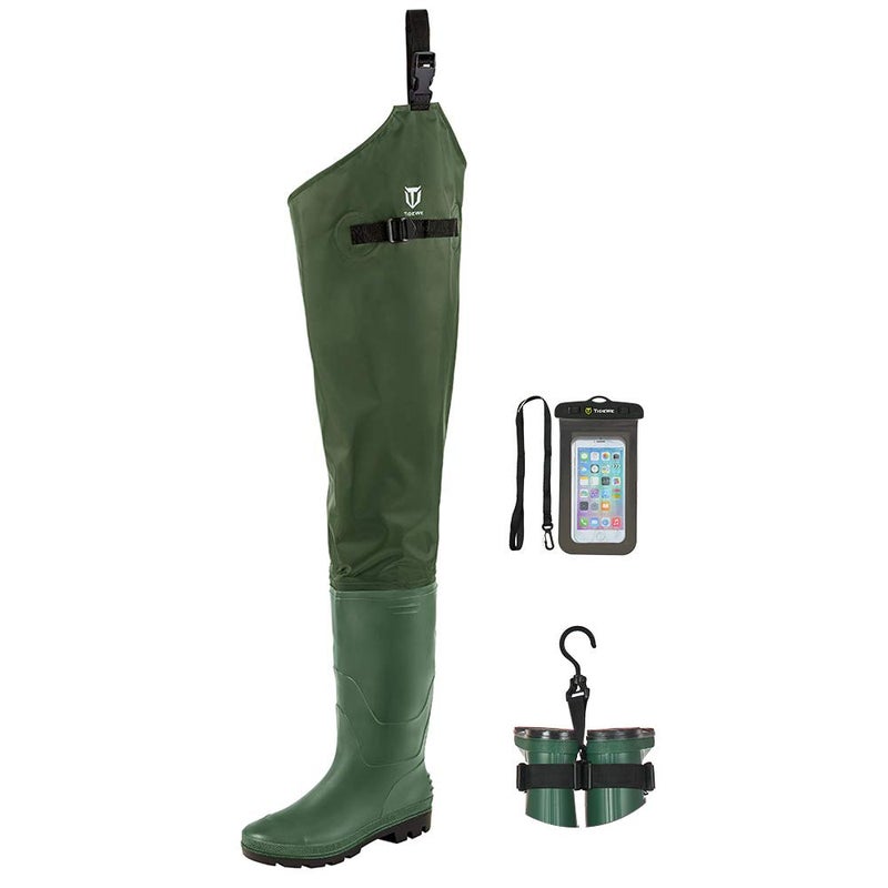 TIDEWE Hip Wader, Lightweight Hip Boot for Men and Women, 2-Ply PVC/Nylon Fishing Hip Wader Green Size 9 - Image 1