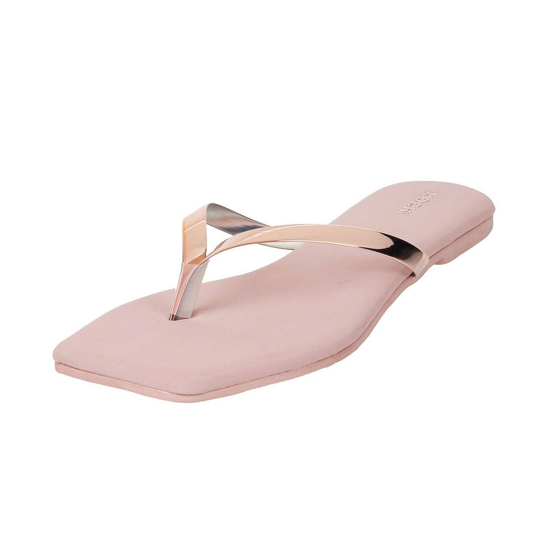 Mochi Women Rose Gold Synthetic Leather Thong Chappal UK/7 EU/40 (32-425) - Image 5