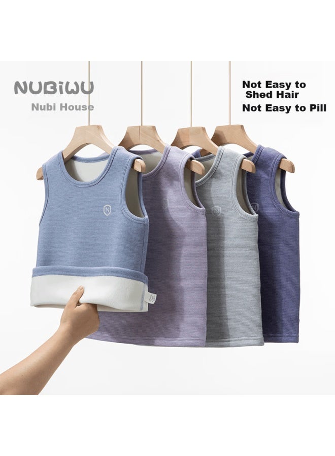 Nubiwu Kids Vest Boys Autumn Winter Fleece Thickened Warm Waistcoat Girls Close-fitting Seamless Innerwear Sleeveless Jacket - Image 1