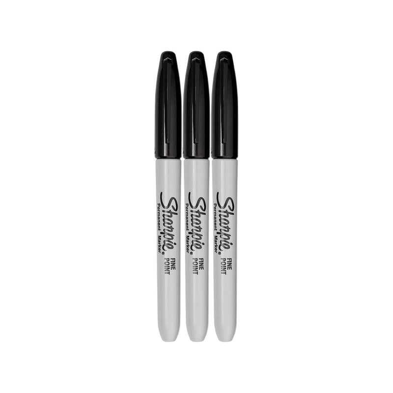 Sharpie Permanent Marker, Fine Point, Black, Pack of 3 - Image 1