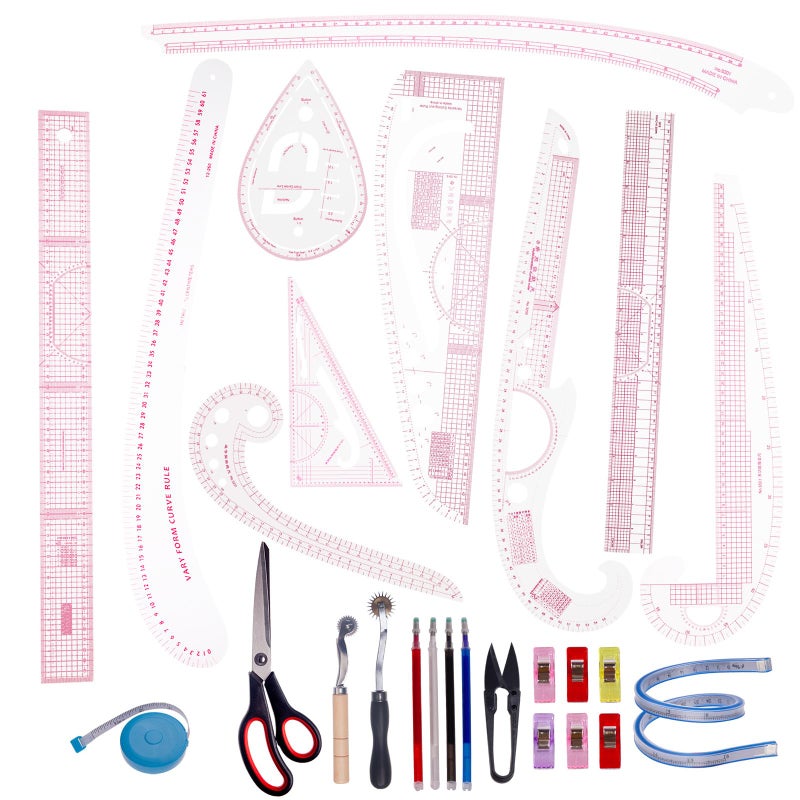 AMZTKDIY Acrylic Sewing Ruler Setï¼ŒFrench Curve Pattern Rulers Kit for Tailors Designers Precision Pattern Making Guides Quilting and DIY Supplies (Ruler Set 4-15Pcs) - Image 1