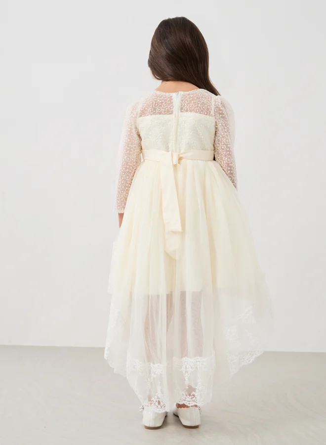 Styli Lace Bodice Hi-Lo Dress