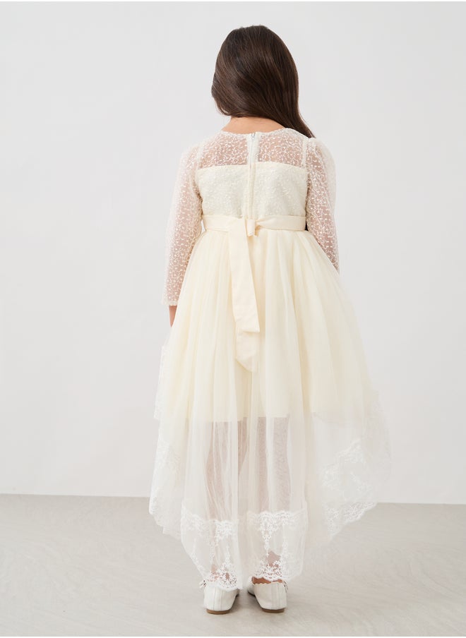 Styli Embellished Lace Detail Fit and Flared Dress  - Image 4