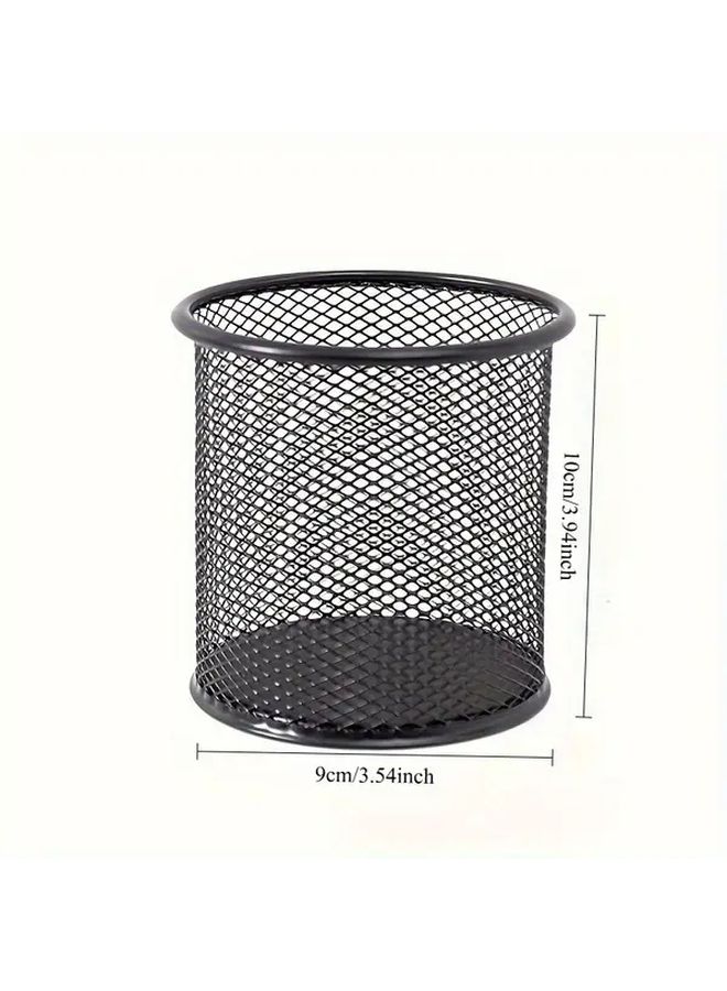 Hot Pink Round Grid Pen Holder Creative Multifunctional Desktop Organizer - Image 3