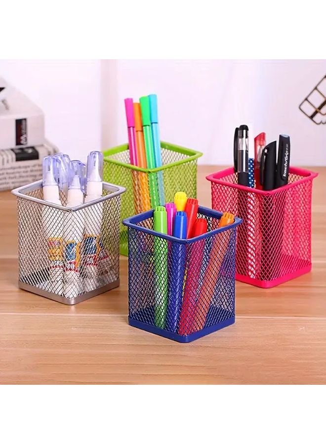 Hot Pink Round Grid Pen Holder Creative Multifunctional Desktop Organizer - Image 5