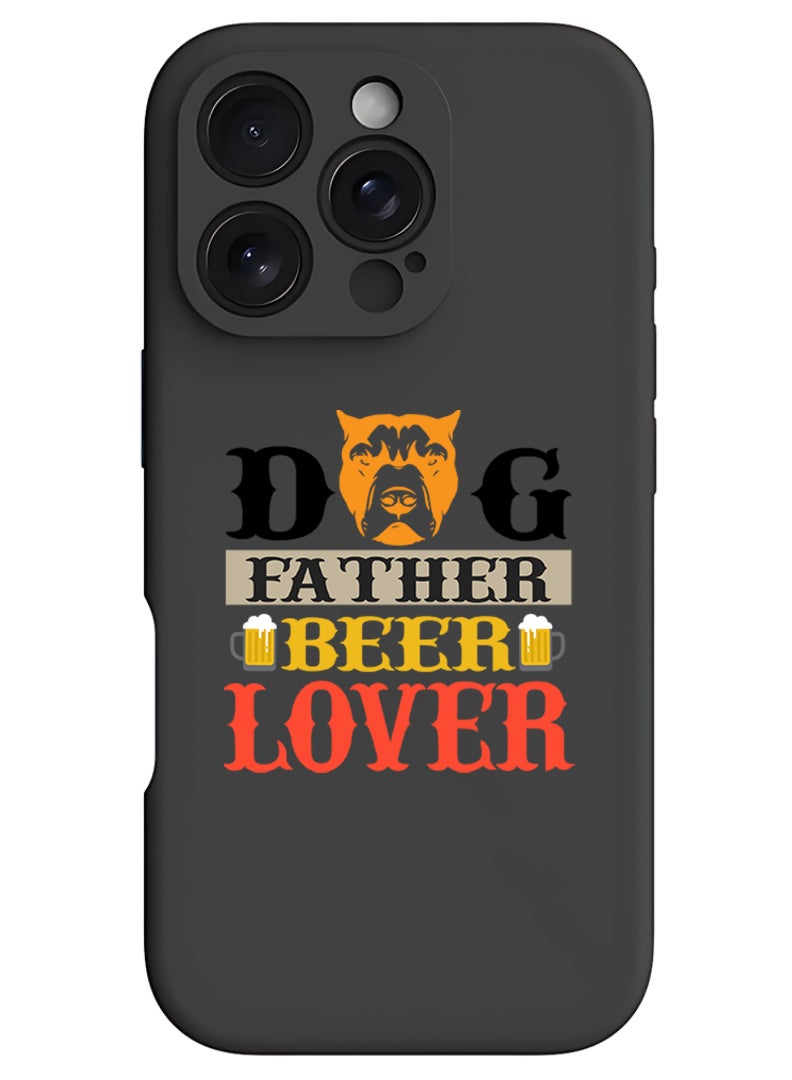 Theodor iPhone 16 Pro Max Black Protective Slim Fit Case Liquid Silicone Cover with Full Body Protection Anti-Scratch Shockproof Case For iPhone - Dog mom - Image 1