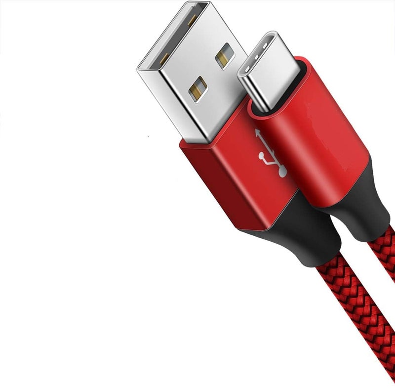 Punnkk USB Type C 65W/3A Charger Cable Fast Charging Cord for Samsung Galaxy S24, S24 Ultra, S23, S22, S21, S20 FE, A55, M34 5G, M14, M15 5G, iQOOZ9, iPhone 15 Series (1 Meter Pack of 1, Red & Black) - Image 1