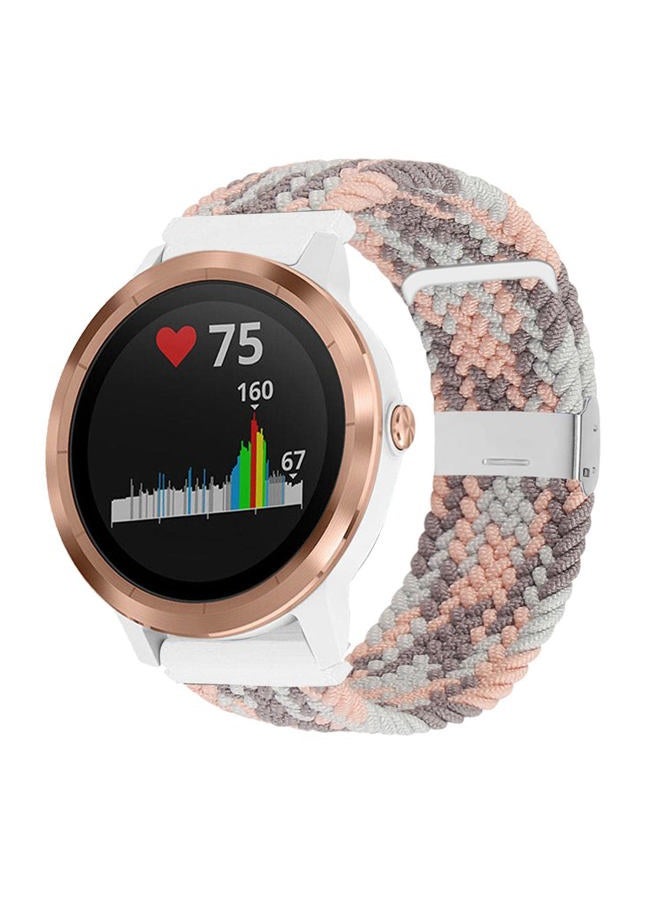 Abanen سوار حزام ضفيرة لساعة Garmin Vivoactive 5 / Venu Sq / Venu 2 Plus، حزام معصم ناعم مرن من النايلون 20 مم مع مشبك قابل للتعديل لساعة Garmin Vivomove 3، Vivoactive 3 (رمادي وردي)  - Image 1