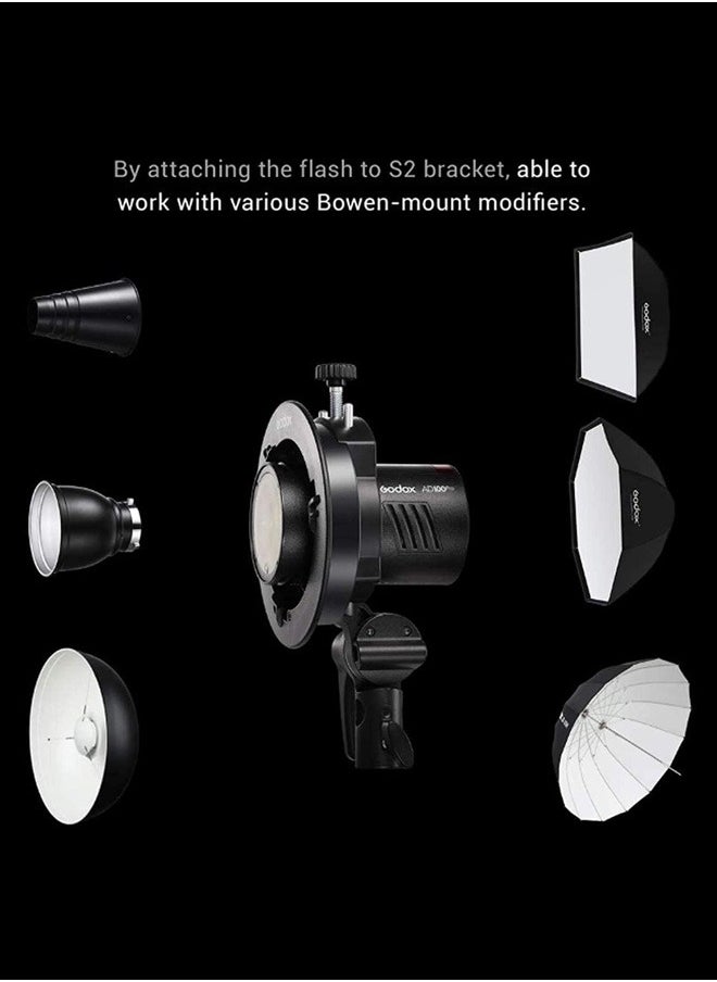 GODOX AD100Pro Pocket Studio Flash Light Photography Light OLED Screen 5800K 1/8000s Sync TTL/Multi/M Flash Built-in 2.4G Wilreless X System 5 Groups 32 Channels with Rechargeable 2600mAh Battery