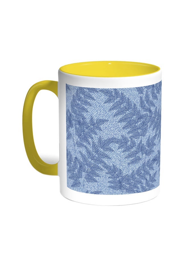 Paper Tree Printed Coffee Mug Yellow/White 11ounce