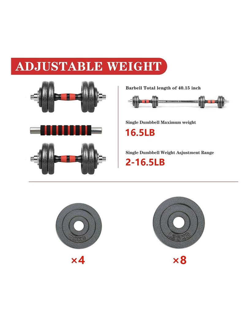 Cast Iron Adjustable Dumbbells Set Dumbbells & Barbell Set Adjustable Weights Perfect For Exercise & Bodybuilding With Free Carry Case