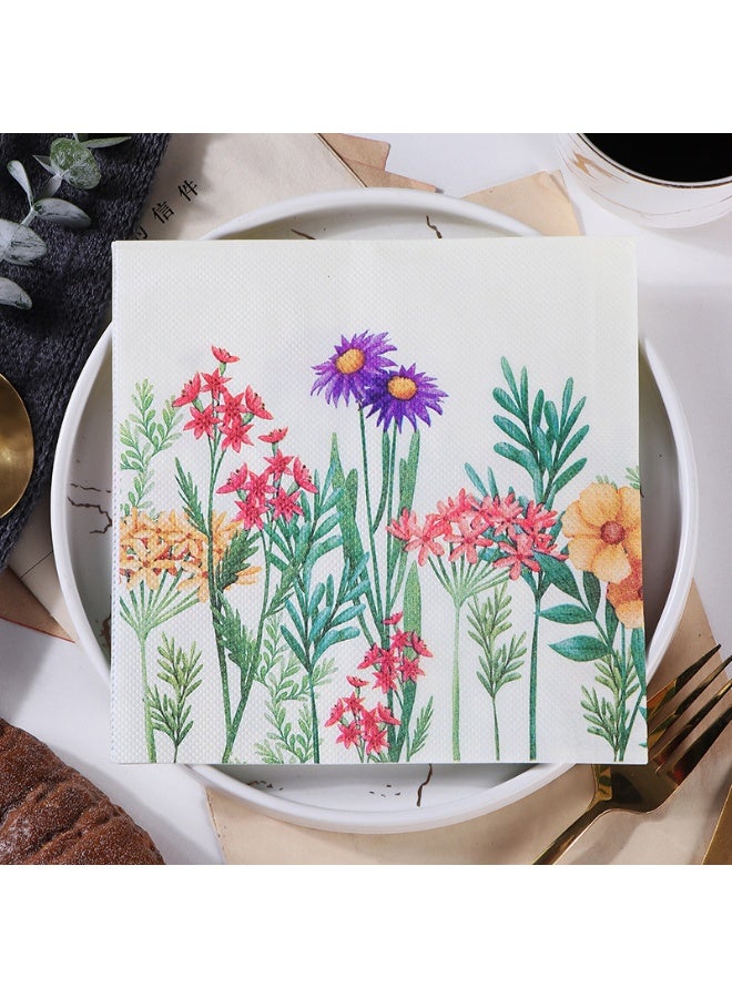 20 Pack Disposable Napkins Paper , Floral patterned Napkins, Birthday Party Decorations, Placemats