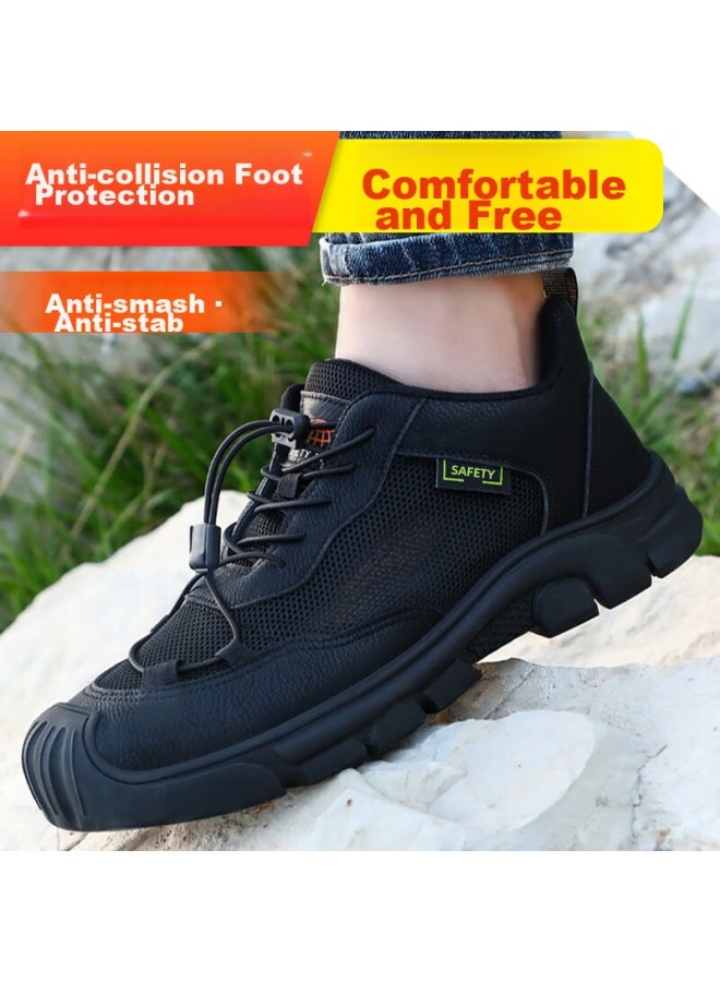 Jingtu أحذية أمان للرجال، رأس حديدي، مقاومة للثقب، مقاومة للاهتراء، خفيفة الوزن، قابلة للتنفس، أحذية أمان وظيفية 0216Bk مقاس 42 - Image 5