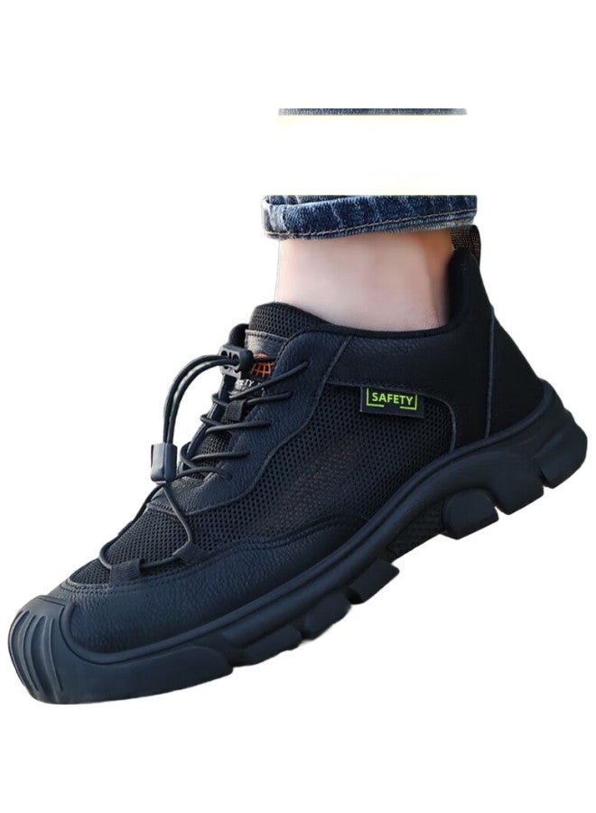 Jingtu أحذية أمان للرجال، رأس حديدي، مقاومة للثقب، مقاومة للاهتراء، خفيفة الوزن، قابلة للتنفس، أحذية أمان وظيفية 0216Bk مقاس 42 - Image 2